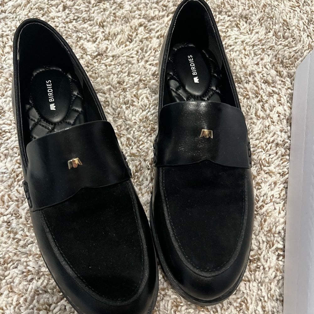 Birdies black suede loafers